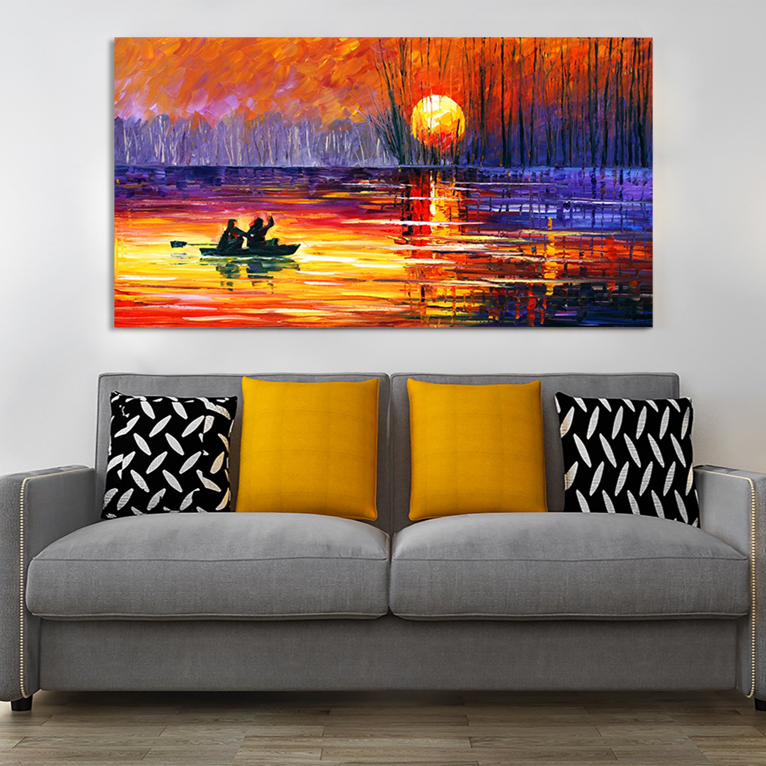 Canvas Wall Art,PAINTINGS,Classic Sunset Fishing Premium Canvas Wall Painting